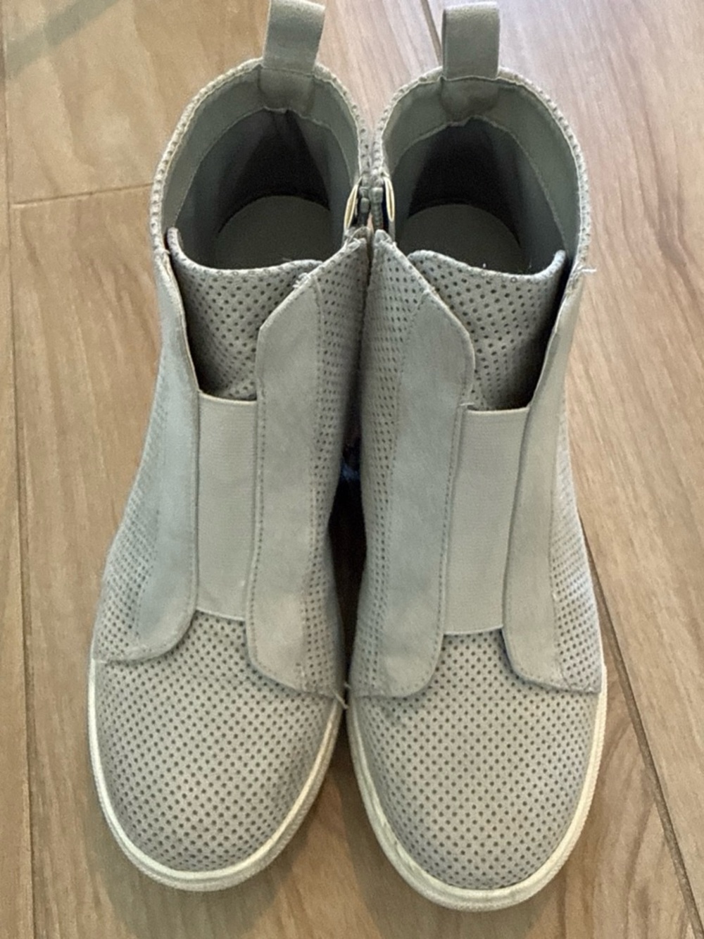 Light Gray Perforated Wedge Sneakers